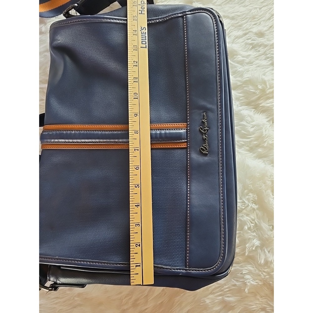 Robert Graham Blue-Tan 2-Striped Messenger Bag Used & Worn With Carry Strap $59 - Picture 3 of 16
